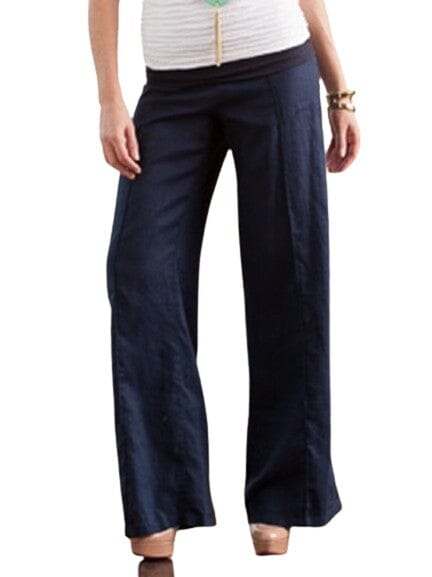 Lauren Linen Pant Bottoms mom fave Navy XS 