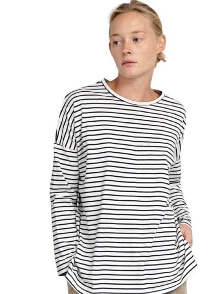 Tate Tops mom fave Ivory/Black Stripe S 