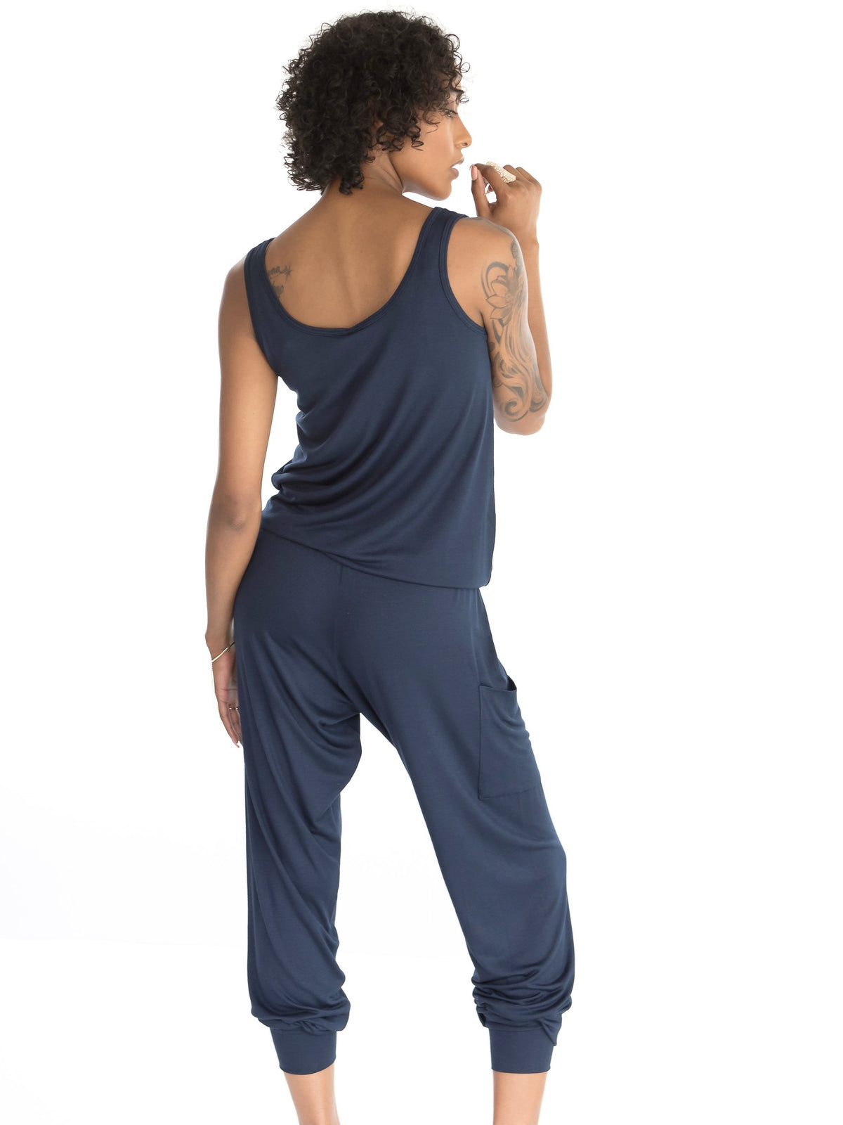 Hudson Jumpsuit by alex & harry in ink blue , maternity jumpsuit for pregnancy that's not maternity .Crowd favorite.